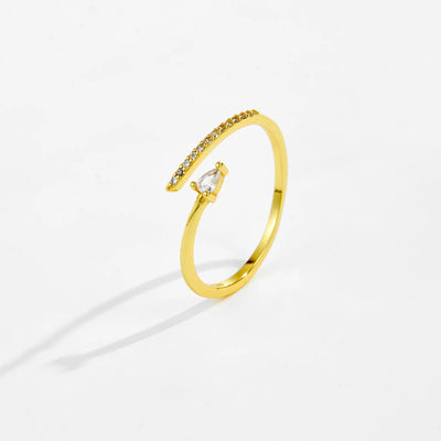 925 Sterling Silver Water Drop Shape Zircon CZ Adjustable Open Ring Simple Luxury Party Gift Fine Jewelry for Women Solvana