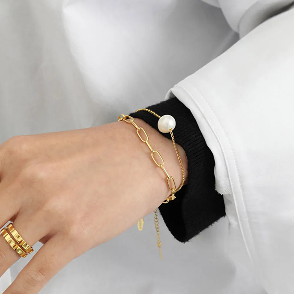 Pearl Edge Chain Bracelet