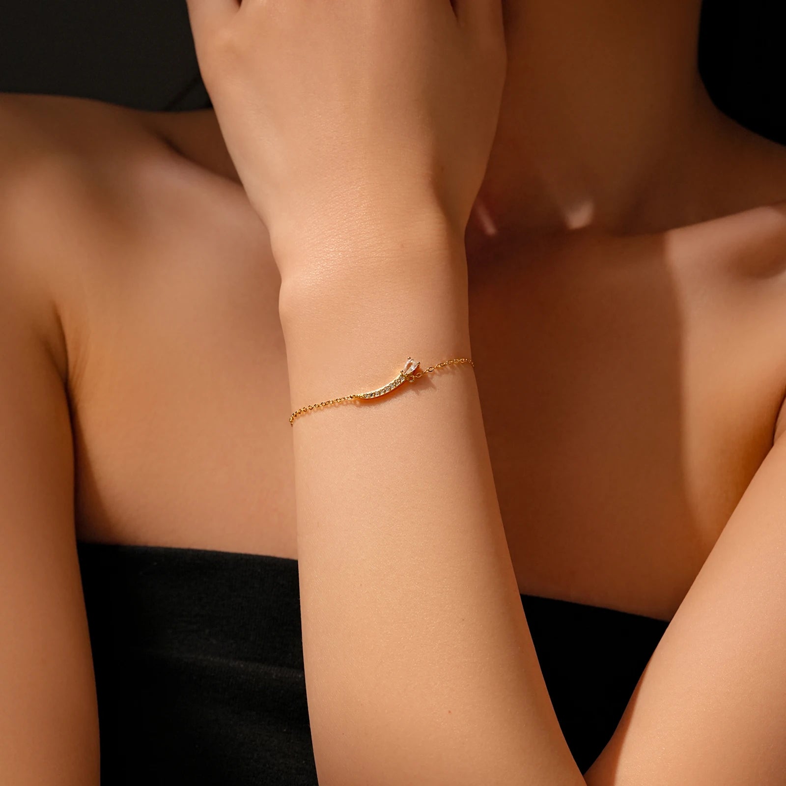 925 Sterling Silver Charm Chain Bracelet Pear Shape Round CZ Zircon Luxury Women 2024 Trendy Dainty Fine Jewelry Gift Solvana