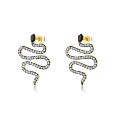 Golden Serpent Drop Earrings