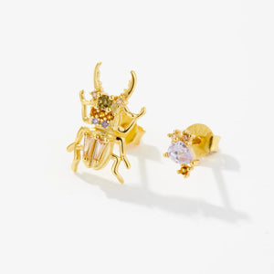 925 Sterling Silver Gold Animal Courage Beetle Earring Piercing Pendant Luxury Jewelry For Women Crystal Jewelry Gift Solvana