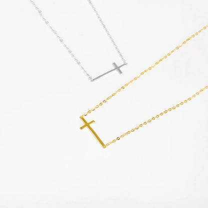 Graceful Sideway Cross Necklace