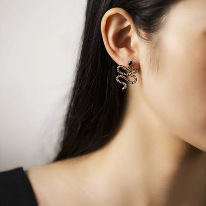 Golden Serpent Drop Earrings