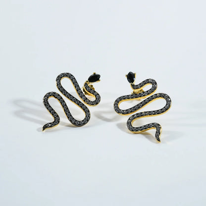 Golden Serpent Drop Earrings