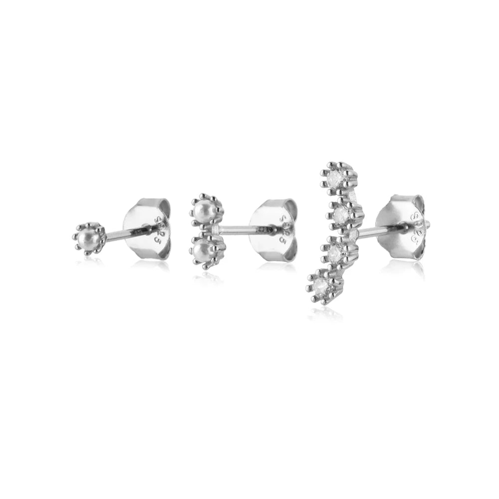 White Tide 3-Piece Stud Earring Set