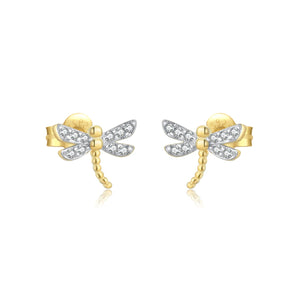 925 Sterling Silver Split Plating Butterfly Gold Animal Dragonfly Piercing Bees Pendientes Clips Fine Luxury Jewelry Solvana