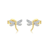 925 Sterling Silver Split Plating Butterfly Gold Animal Dragonfly Piercing Bees Pendientes Clips Fine Luxury Jewelry Solvana