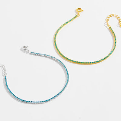 925 Sterling Silver Rainbow 1.5mm Tennis Chain Bracelet Luxury CZ Fine Jewelry Wedding Gift Soft Solid Jewelry Gift Solvana