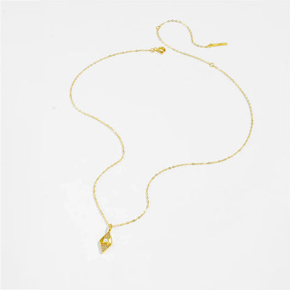 Rhombus Necklace with Freshwater Pearl