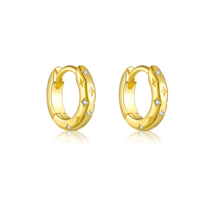 Stellar Gold Star Huggie Hoops