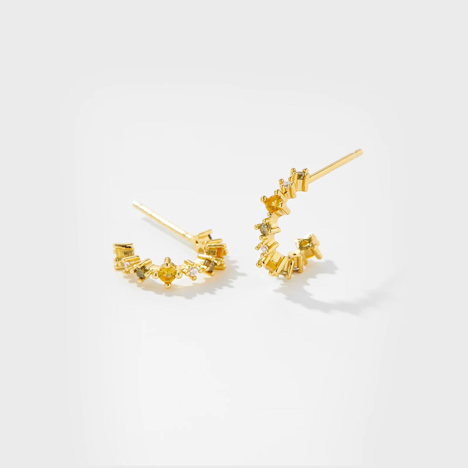 925 Sterling Silver Gold 18mm Climber Stud Earring Fine Thread Ear Pin Luxury Crystal CZ Zircon PiercingJewelry Solvana
