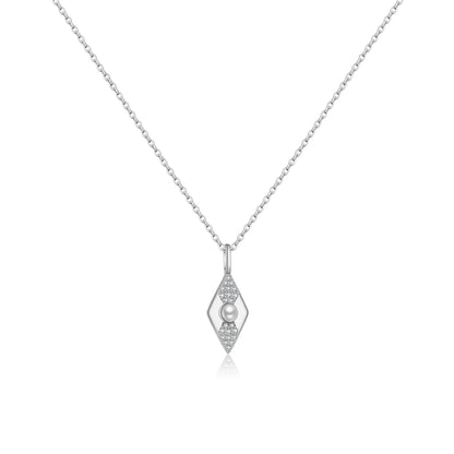 Rhombus Necklace with Freshwater Pearl