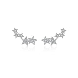 925 Sterling Silver Fine Star Long Stud Earring Clear Zircon CZ Fashion Fine Jewelry Line Star Crystal Jewelry Solvana
