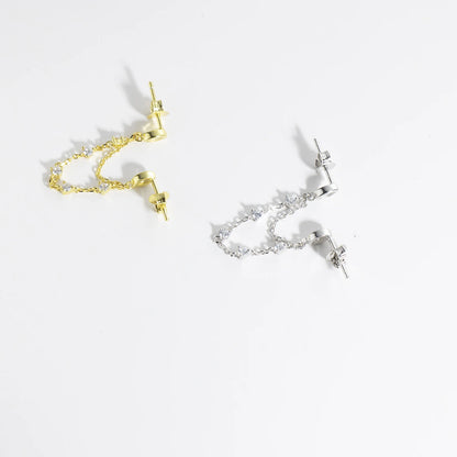 Golden Teardrop Chain Earrings
