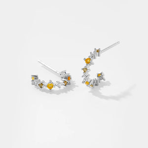 925 Sterling Silver Gold 18mm Climber Stud Earring Fine Thread Ear Pin Luxury Crystal CZ Zircon PiercingJewelry Solvana