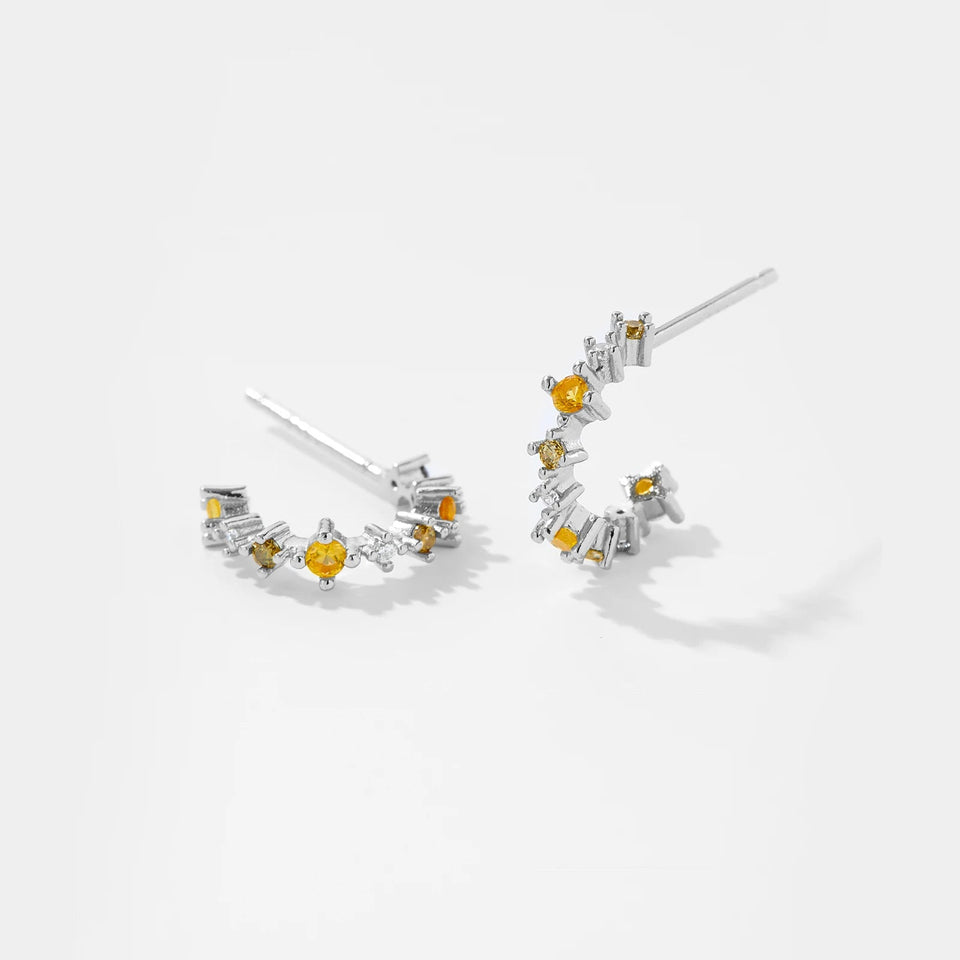 925 Sterling Silver Gold 18mm Climber Stud Earring Fine Thread Ear Pin Luxury Crystal CZ Zircon PiercingJewelry Solvana