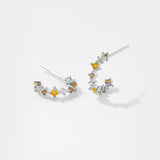 925 Sterling Silver Gold 18mm Climber Stud Earring Fine Thread Ear Pin Luxury Crystal CZ Zircon PiercingJewelry Solvana
