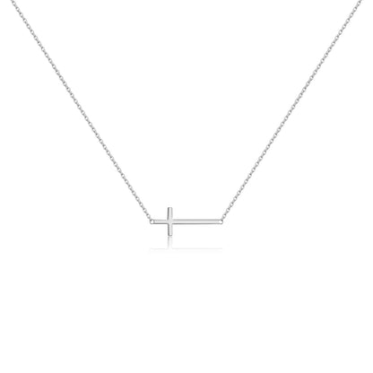 Graceful Sideway Cross Necklace