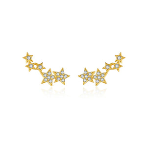 925 Sterling Silver Fine Star Long Stud Earring Clear Zircon CZ Fashion Fine Jewelry Line Star Crystal Jewelry Solvana