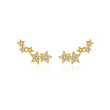 925 Sterling Silver Fine Star Long Stud Earring Clear Zircon CZ Fashion Fine Jewelry Line Star Crystal Jewelry Solvana