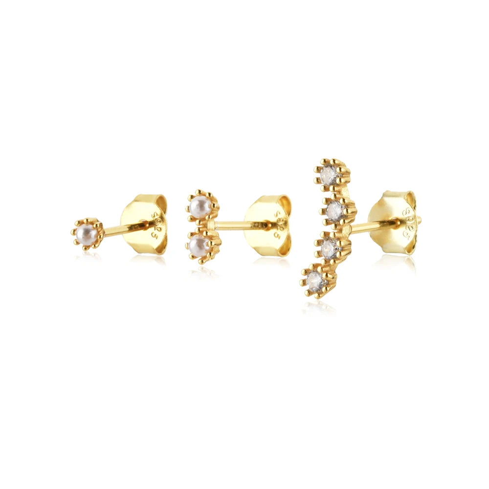 White Tide 3-Piece Stud Earring Set