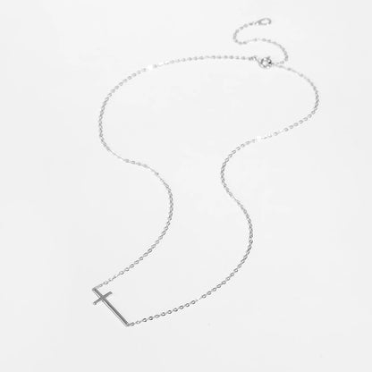 Graceful Sideway Cross Necklace