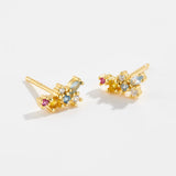 925 Sterling Silver Gold 18mm Climber Stud Earring Fine Thread Ear Pin Luxury Crystal CZ Zircon PiercingJewelry Solvana