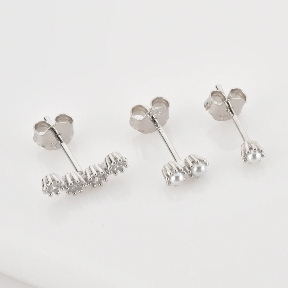White Tide 3-Piece Stud Earring Set
