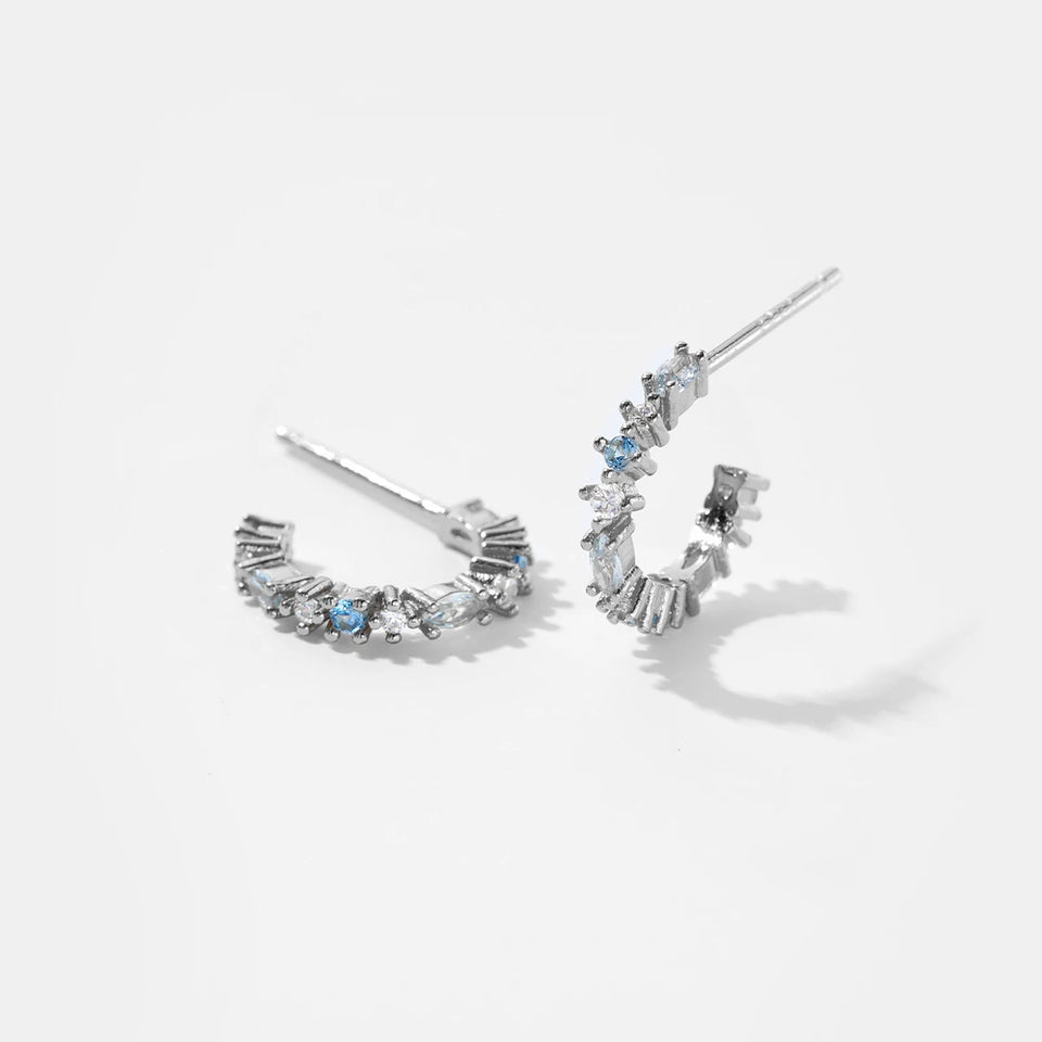 925 Sterling Silver Gold 18mm Climber Stud Earring Fine Thread Ear Pin Luxury Crystal CZ Zircon PiercingJewelry Solvana