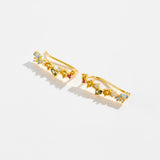 925 Sterling Silver Gold 18mm Climber Stud Earring Fine Thread Ear Pin Luxury Crystal CZ Zircon PiercingJewelry Solvana