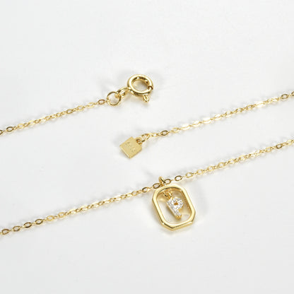 Golden Initial Grace Necklace – 925 Sterling Silver Monogram Pendant Chain
