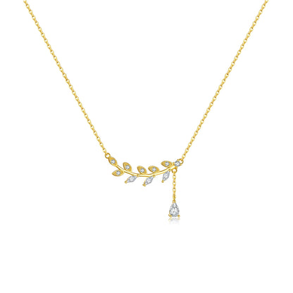 Crystal Leaffall Pendant Necklace