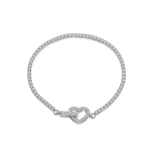 925 Silver Heart Link Jewelry Set,CZ Studded Necklace & Bracelet, Gift for Women,Gift Box Included,Elegant Everyday Wear Solvana
