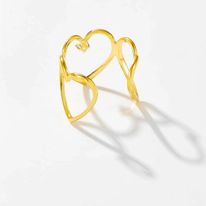 925 Sterling Silver Gold Love Heart Irregular Resizable Ring Adjustable Geometric 2024 Fine Jewelry Gift Solvana