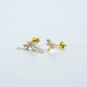 925 Sterling Silver Split Plating Butterfly Gold Animal Dragonfly Piercing Bees Pendientes Clips Fine Luxury Jewelry Solvana