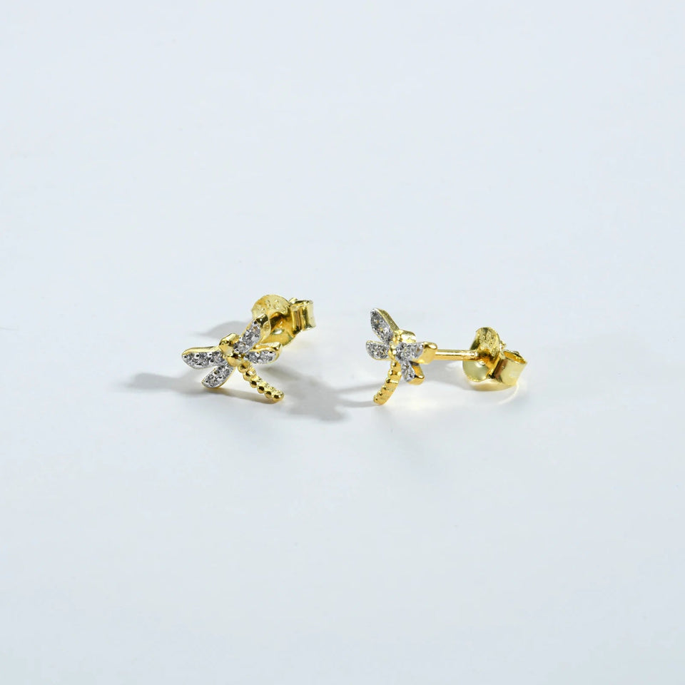 925 Sterling Silver Split Plating Butterfly Gold Animal Dragonfly Piercing Bees Pendientes Clips Fine Luxury Jewelry Solvana