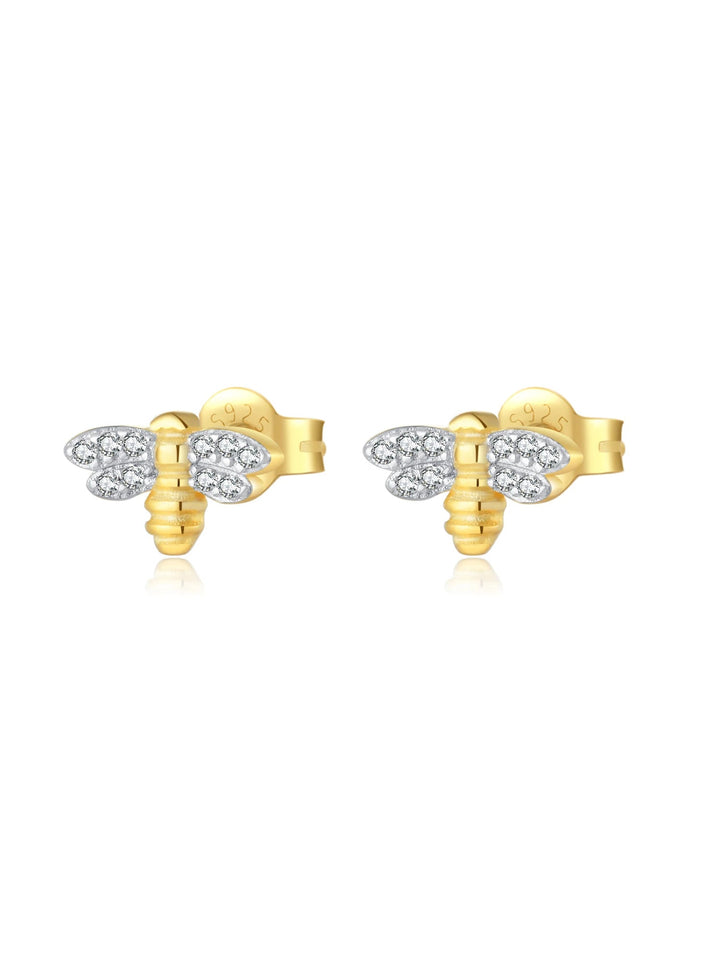 925 Sterling Silver Split Plating Butterfly Gold Animal Dragonfly Piercing Bees Pendientes Clips Fine Luxury Jewelry Solvana