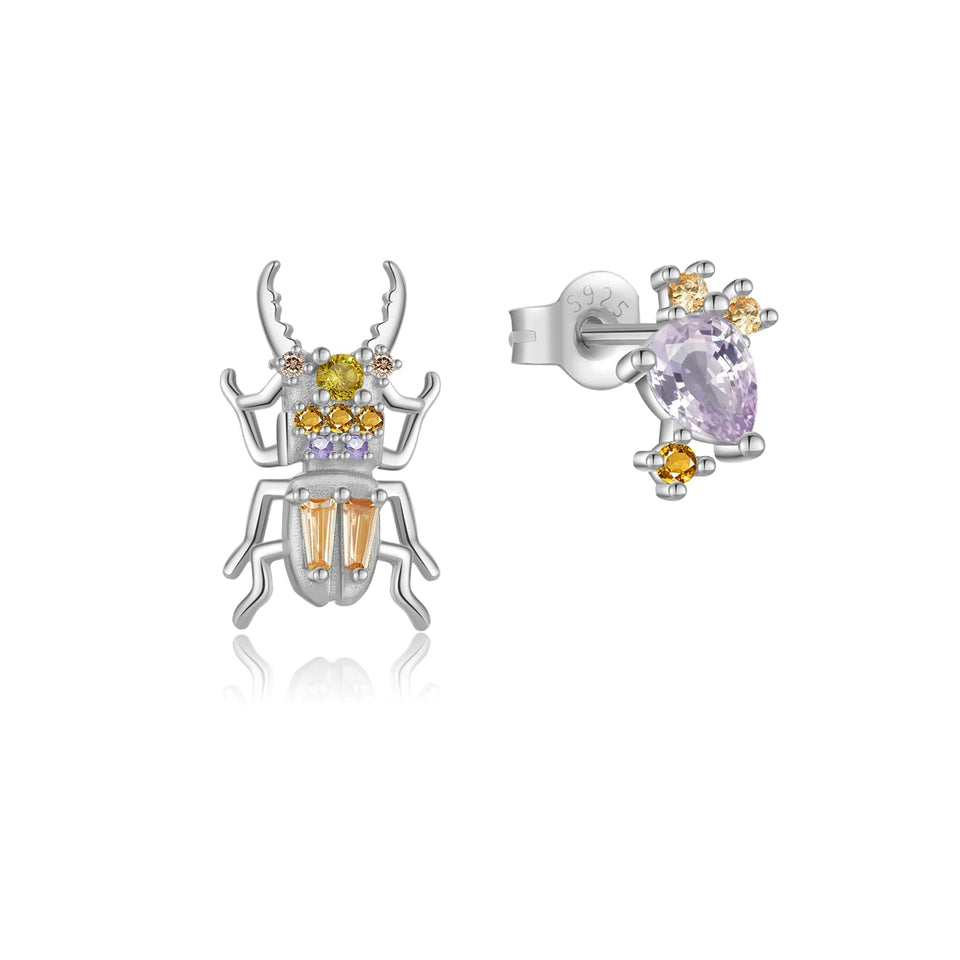 925 Sterling Silver Gold Animal Courage Beetle Earring Piercing Pendant Luxury Jewelry For Women Crystal Jewelry Gift Solvana