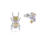 925 Sterling Silver Gold Animal Courage Beetle Earring Piercing Pendant Luxury Jewelry For Women Crystal Jewelry Gift Solvana