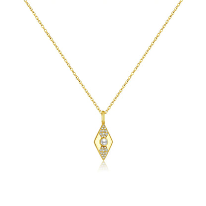 Rhombus Necklace with Freshwater Pearl