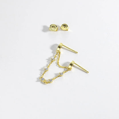 Golden Teardrop Chain Earrings