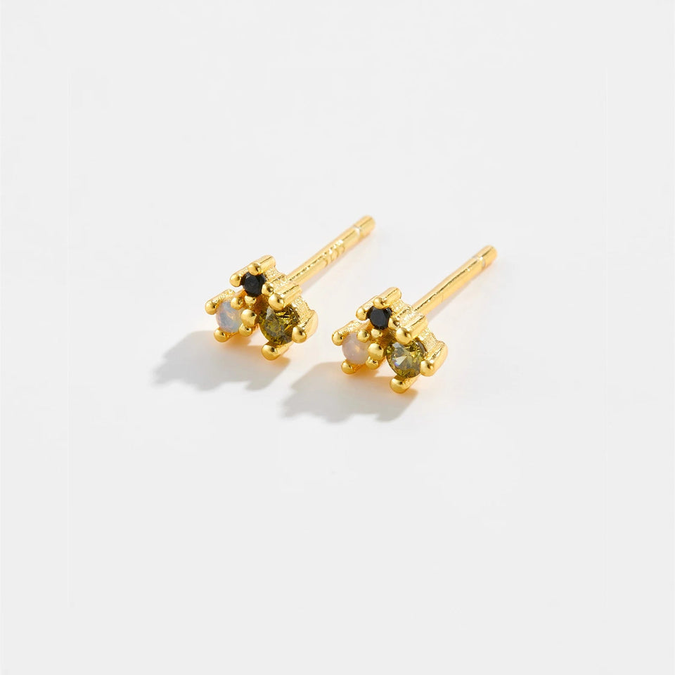925 Sterling Silver Gold 18mm Climber Stud Earring Fine Thread Ear Pin Luxury Crystal CZ Zircon PiercingJewelry Solvana