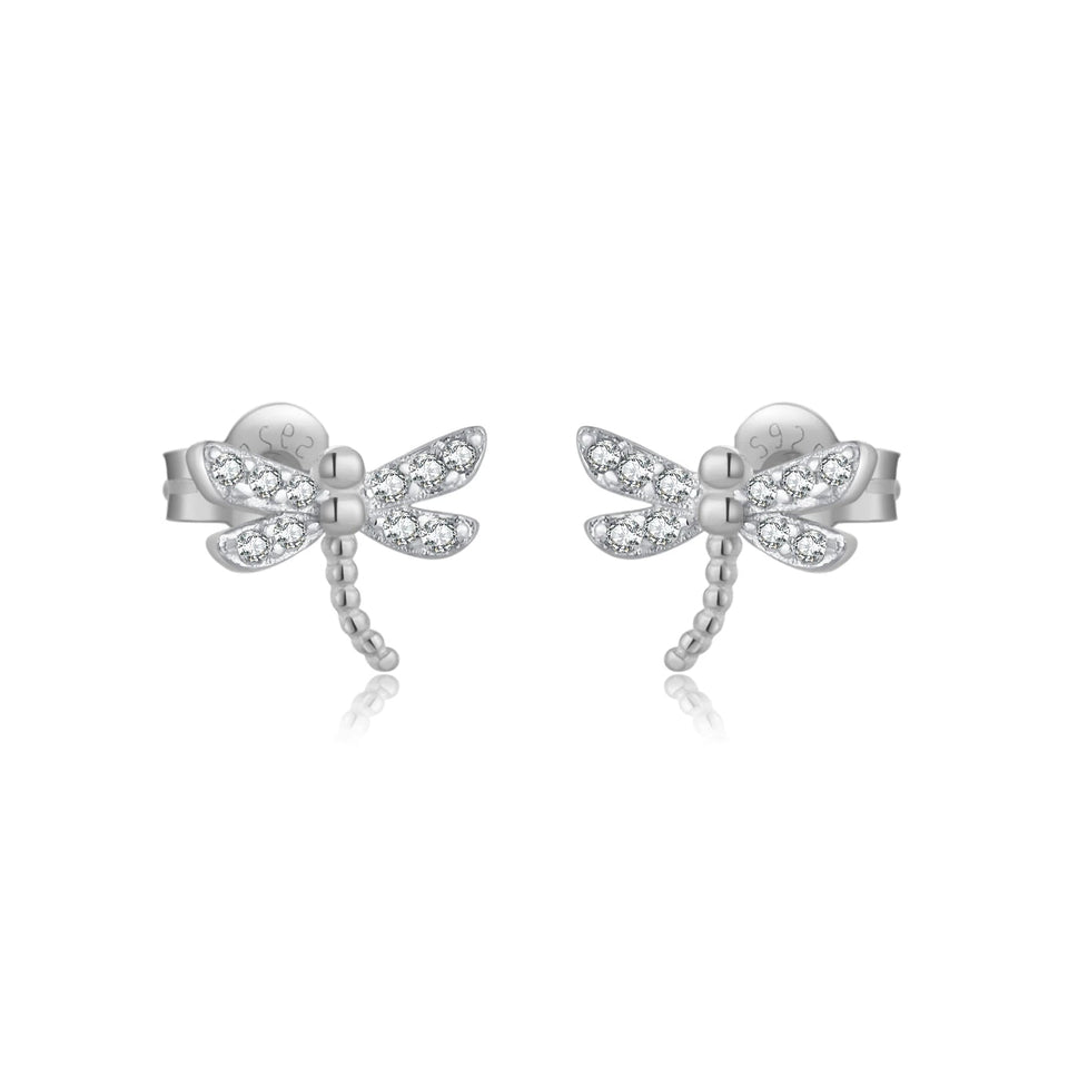 925 Sterling Silver Split Plating Butterfly Gold Animal Dragonfly Piercing Bees Pendientes Clips Fine Luxury Jewelry Solvana