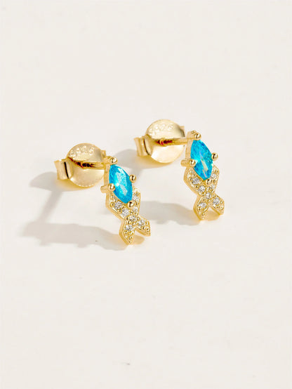 Azure Tide Fish Stud Earrings