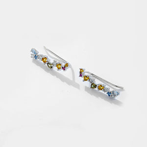 925 Sterling Silver Gold 18mm Climber Stud Earring Fine Thread Ear Pin Luxury Crystal CZ Zircon PiercingJewelry Solvana