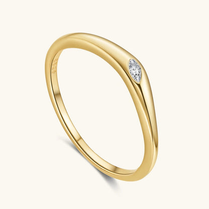 Solvana Solitaire Marquise Dainty Ring – 925 Sterling Silver Minimalist Zircon Band