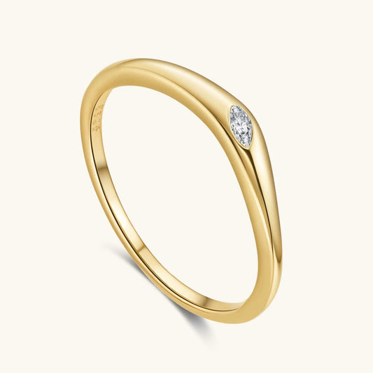 Solvana Solitaire Marquise Dainty Ring – 925 Sterling Silver Minimalist Zircon Band